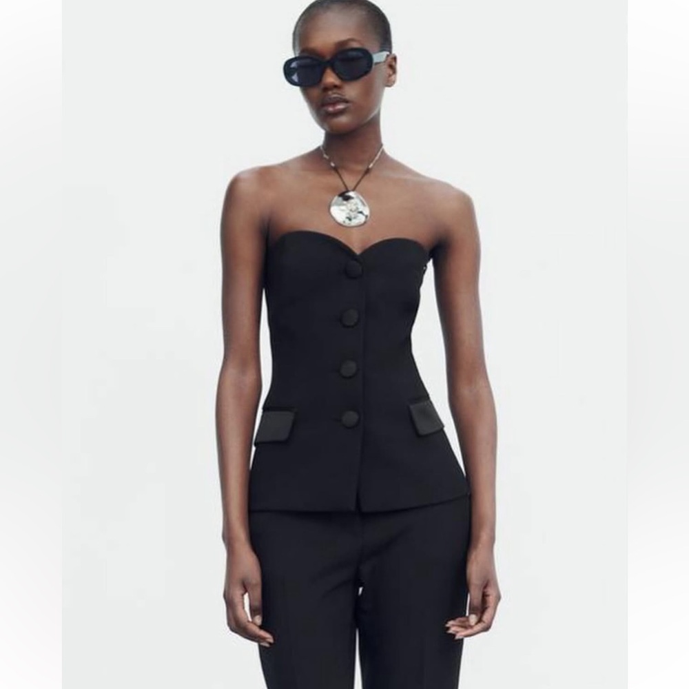 ZARA MIXED SATIN EFFECT BUSTIER